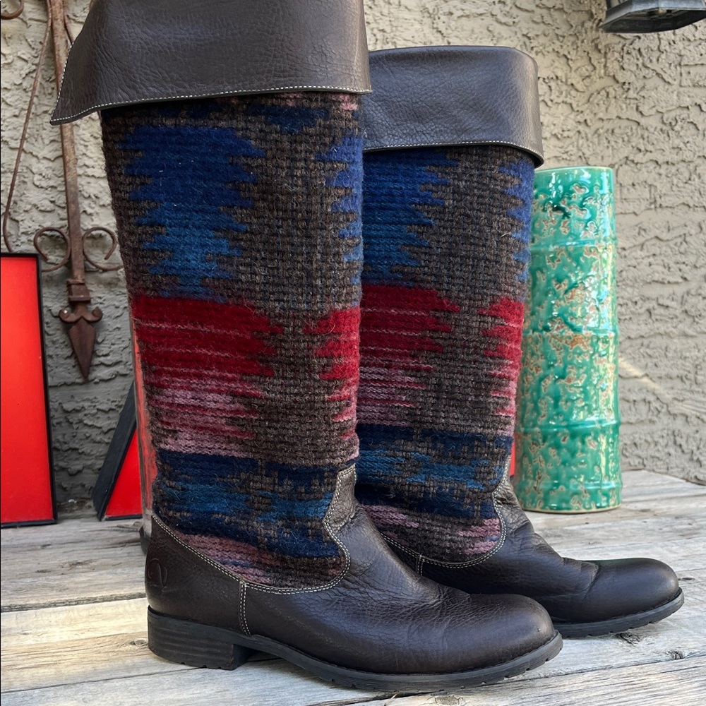Colorful Patterned Knee-High Boots